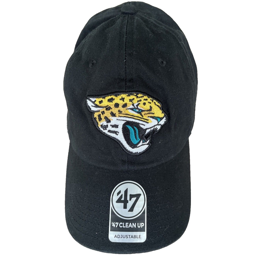 '47 Jacksonville Jaguars Clean Up Black Adjustable Strap Hat Dad‎ Cap